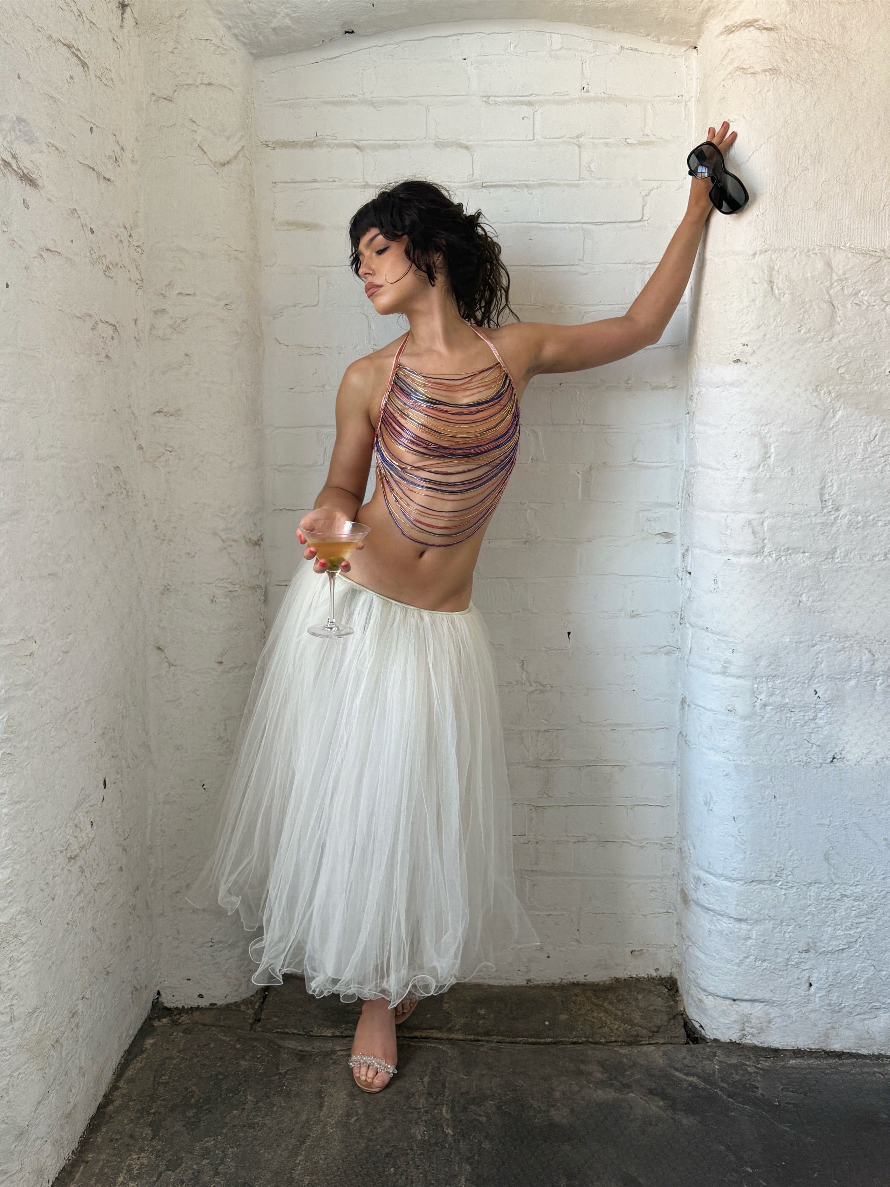 'Addison' Glass Beaded Top