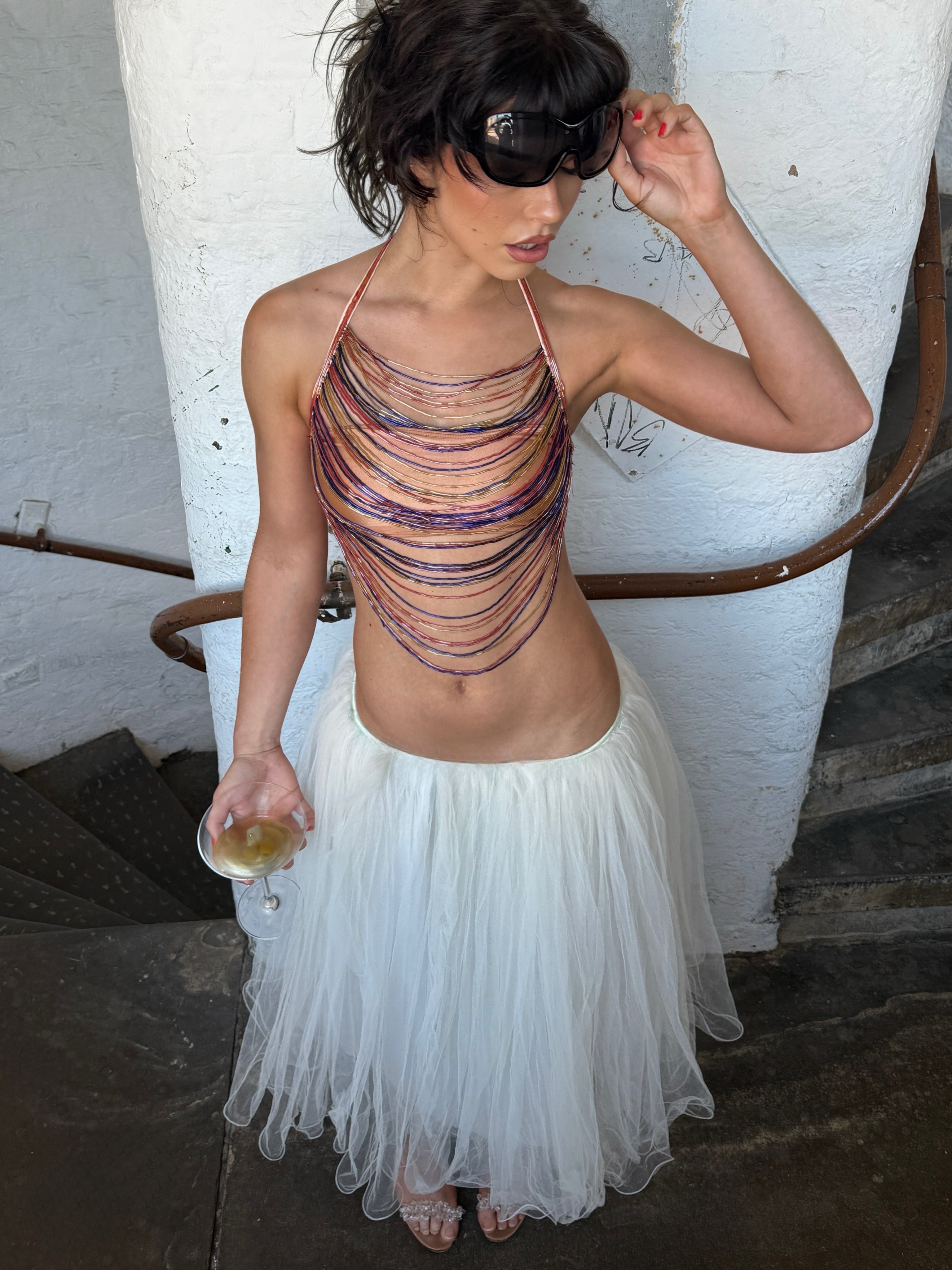 'Addison' Glass Beaded Top