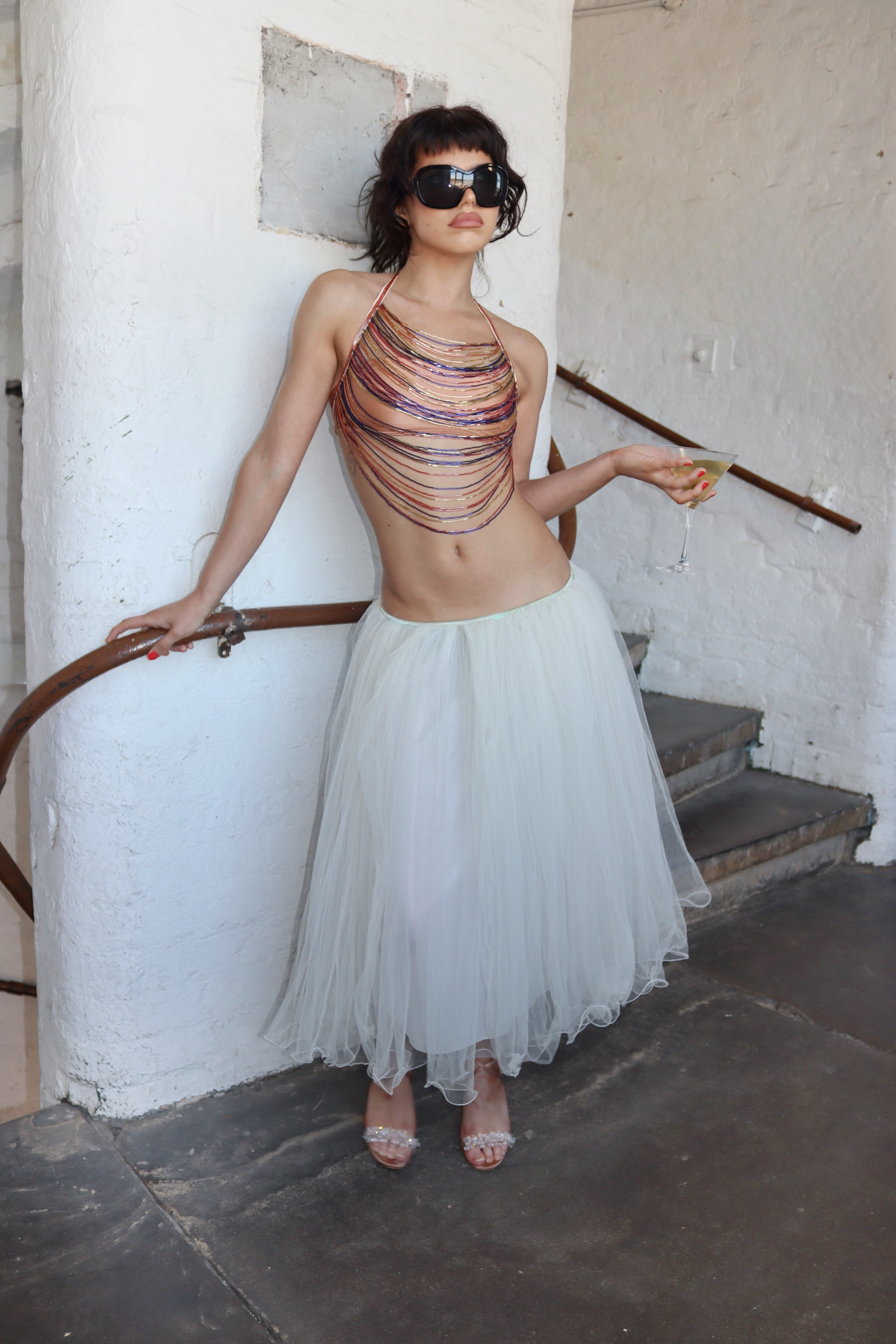 'Addison' Glass Beaded Top