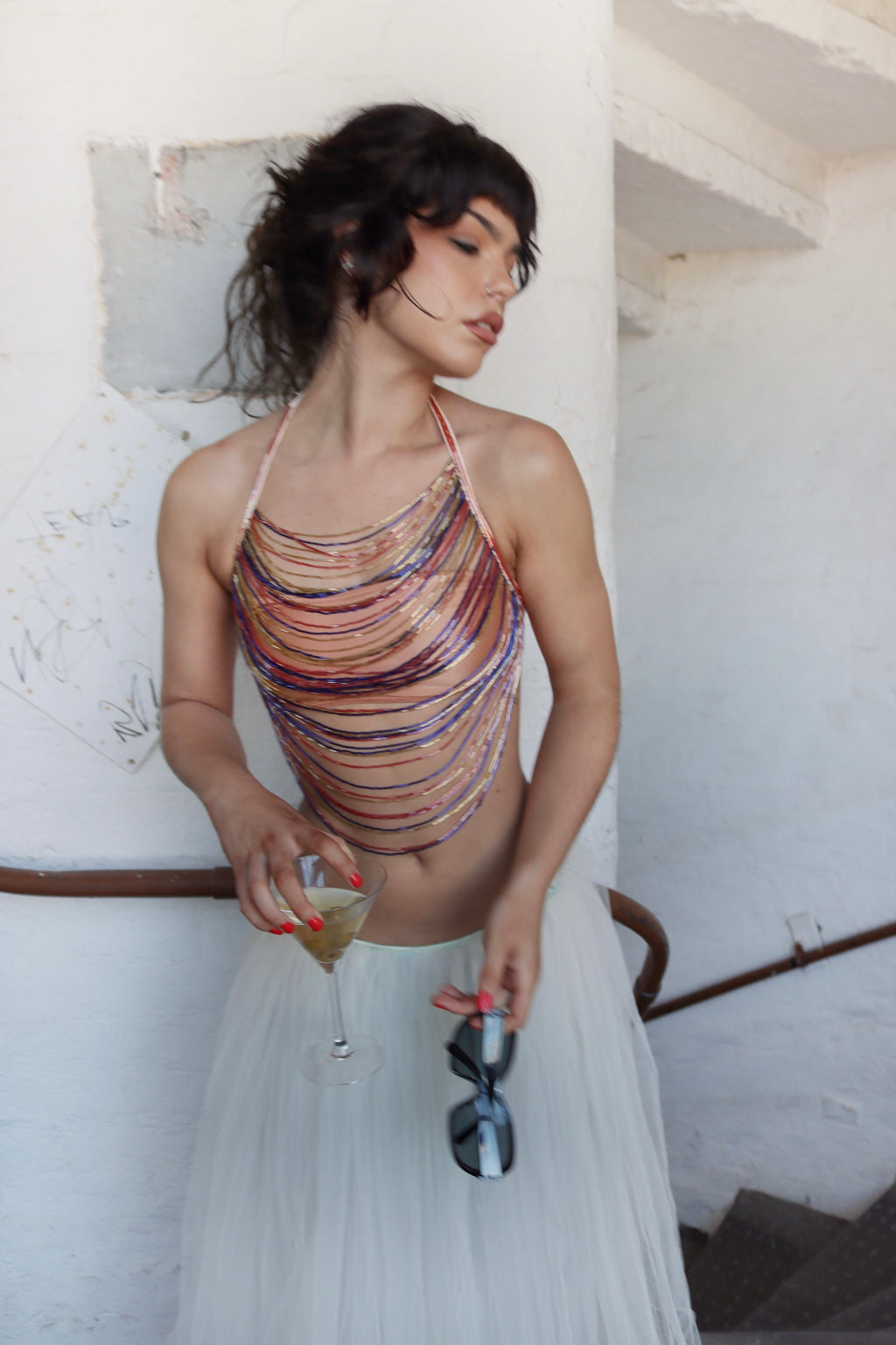 'Addison' Glass Beaded Top