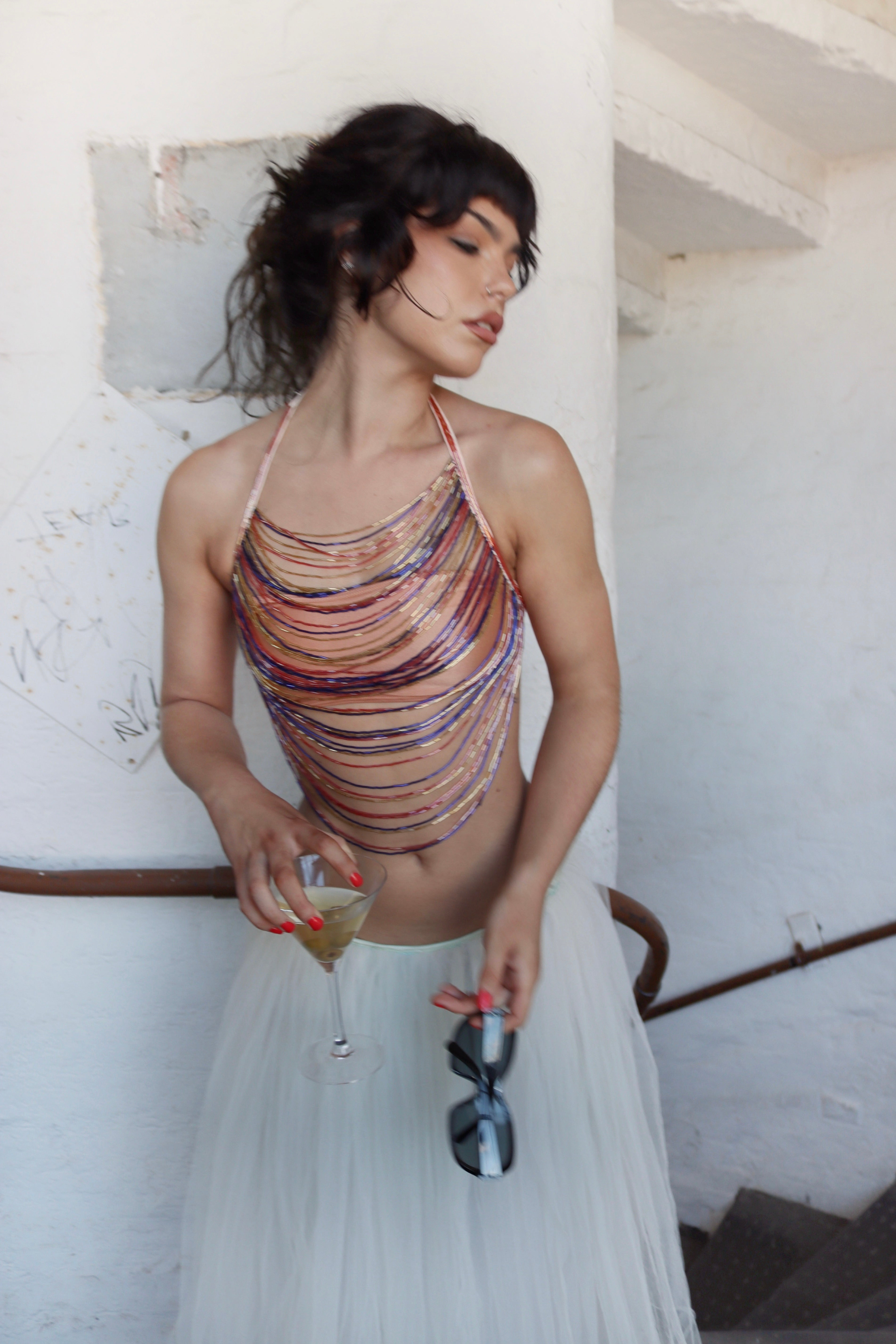 'Addison' Glass Beaded Top