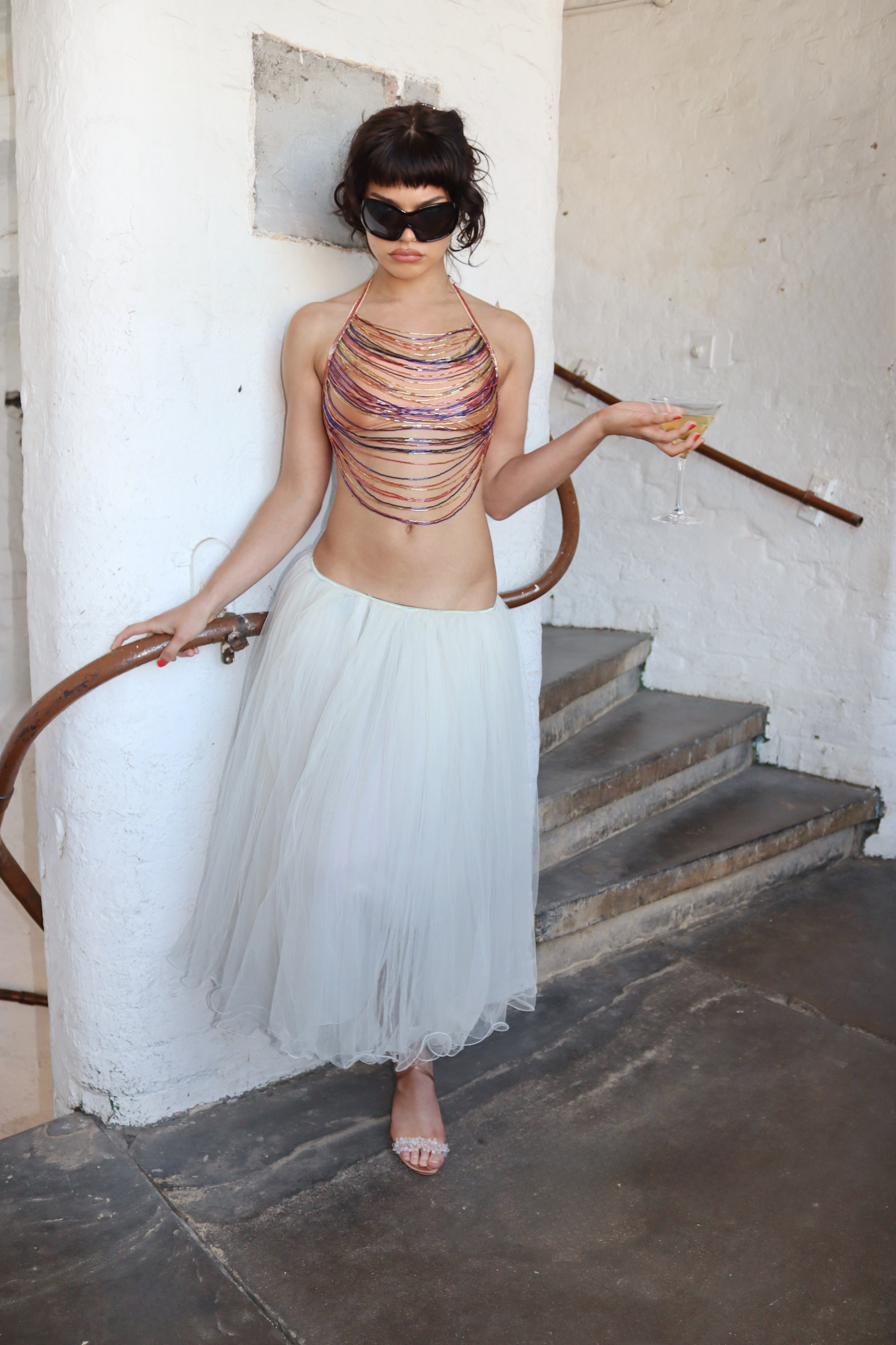 'Addison' Glass Beaded Top